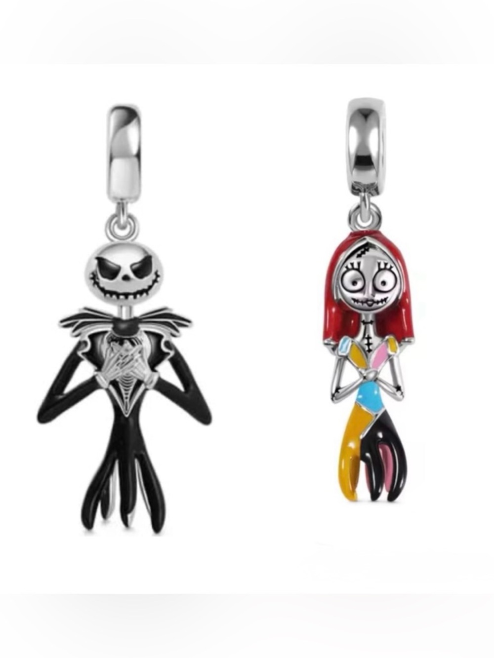 Disney Jack & Sally Enamel Dangle Charms nightmare before Christmas